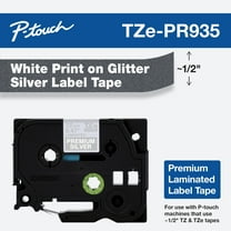 Brother P-touch TZe-PR935 White Print on Premium Glitter Silver Laminated Tape