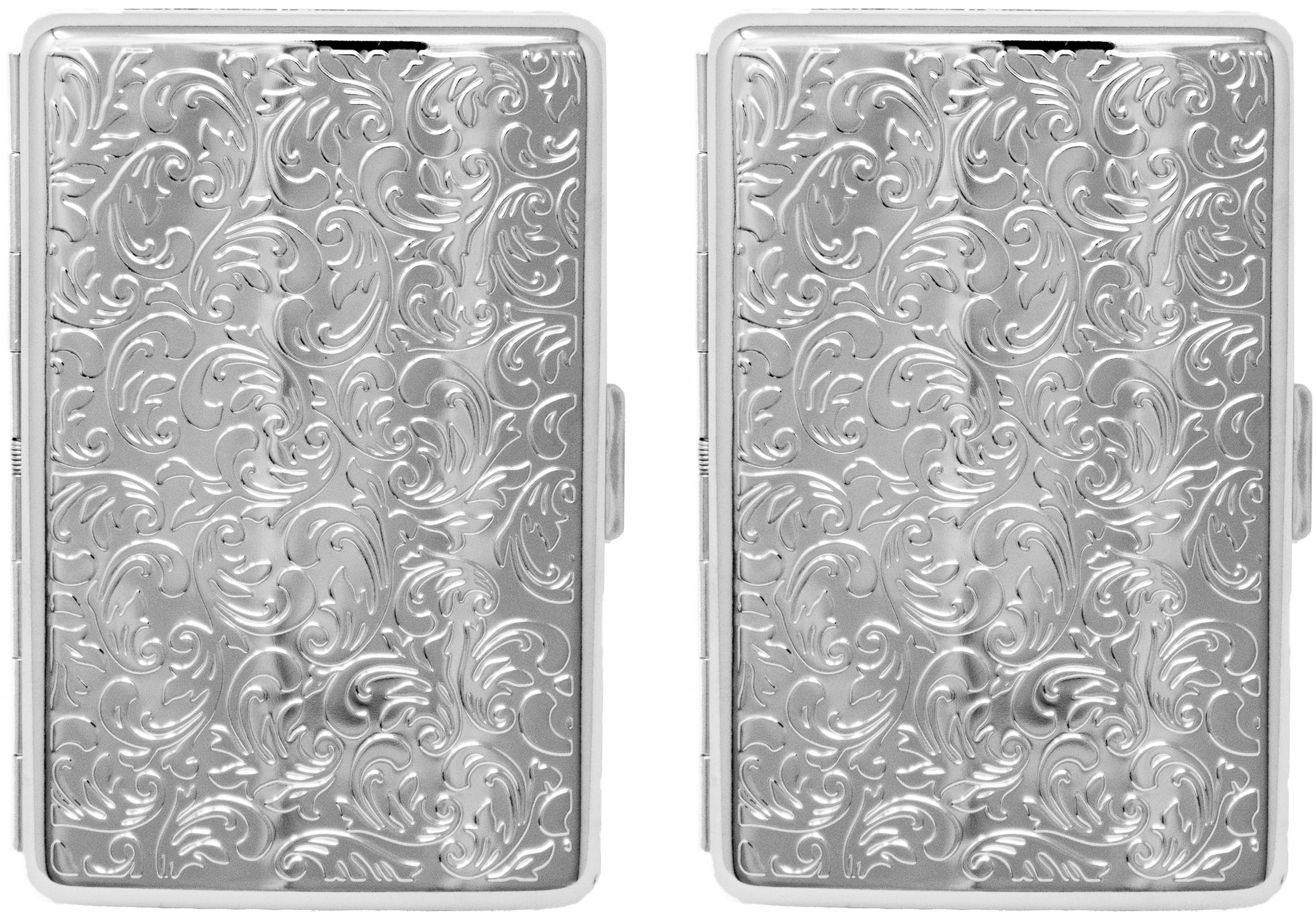 Set of 2 Metal-Plated 100s Compact Cigarette Case & Stash Box