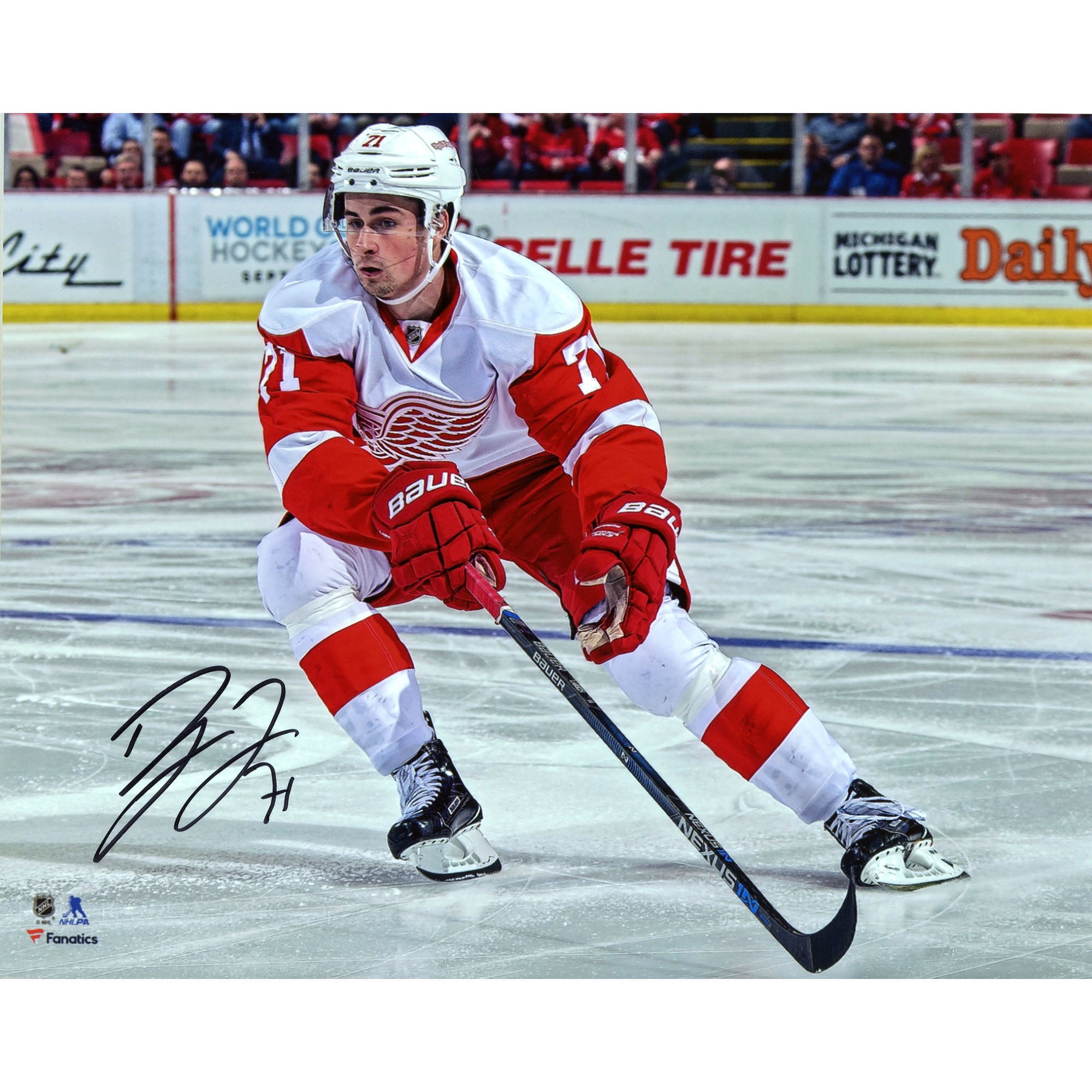 Dylan Larkin Detroit Red Wings Fanatics Authentic Autographed 8" x 10" White Jersey Skating Photograph No Size by Fanatics Authentic