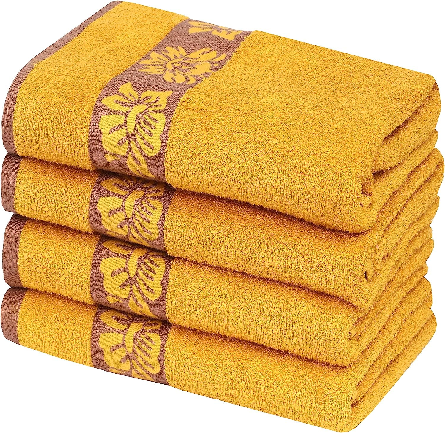 RUVANTI Bath Towels 4 Pcs (27x54 Inch, Cream) 100% Cotton Extra Large  Bathroom Towel Set. Super Soft, Highly Absorbent, Quick Dry, Lightweight 