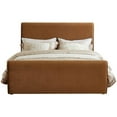 thumbnail image 2 of Maklaine Rich Soft Saddle Velvet Curved Headboard and Footboard Queen Bed, 2 of 8