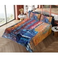 thumbnail image 4 of Ambesonne Nautical Fitted & Top Sheet Set with Shams, Dark Sea Fishing Boat, Multicolor, 4 of 5