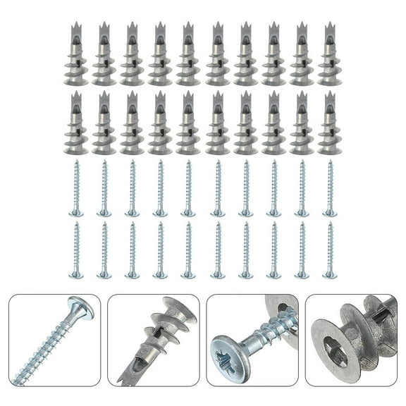 WASHWEPE 50 Sets Metal Self Drilling Drywall Anchors for Strong Bearing Capacity