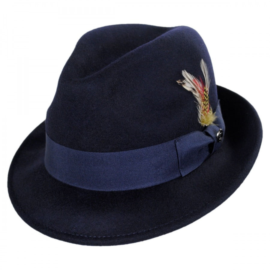 Classic Fedora 100% Wool Crushable Trilby Stingy Brim Dress Derby Hat Cap Black