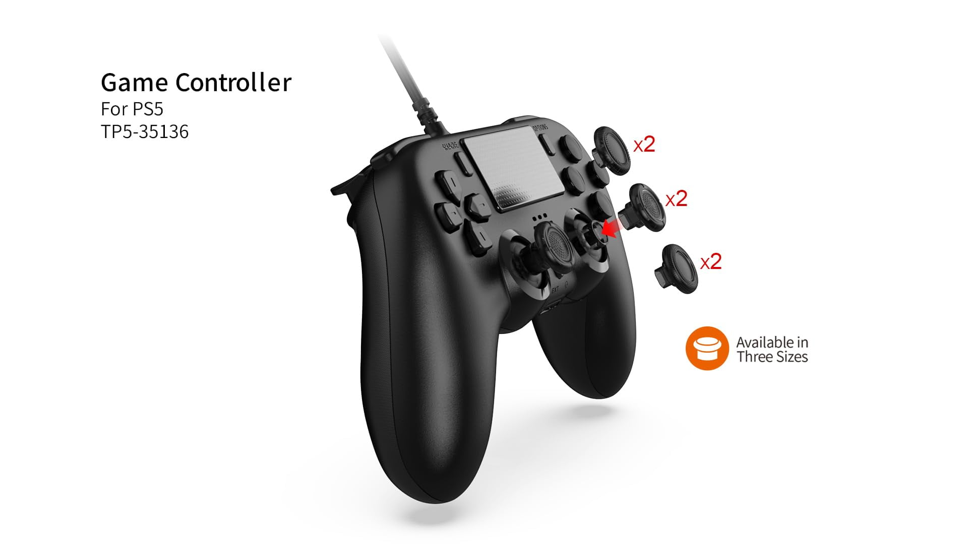 GAMFAMI Wired Controller Compatible with PS5/PS5 Pro/PS5 Slim/PC - Wired Controller with Built-in Advanced Back Buttons Programming/Turbo,with Thumbsticks | 2 High-Rise, 2 Mid-Rise (Black)