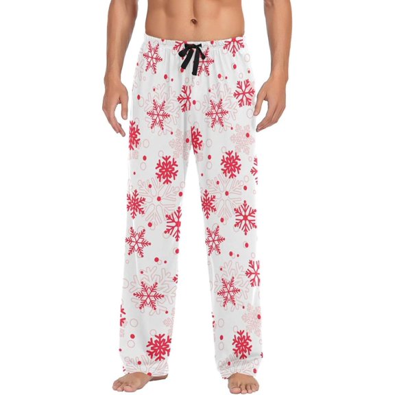 GZHJMY Chrismas Snowflake Pajama Pants for Men, Lounge Pants Lightweight Men Pajama Bottoms with Drawstring Pockets, Christmas New Year Birthday Gifts, Large