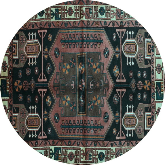 Ahgly Company Indoor Round Persian Light Blue Traditional Area Rugs, 3' Round