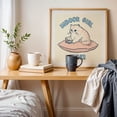 thumbnail image 4 of Indoor Girl Summer - Drawing Cat Humor Illustration Quote Reading Animal Summer Oak Framed Wall Art Print 8 x 8 inches, 4 of 8