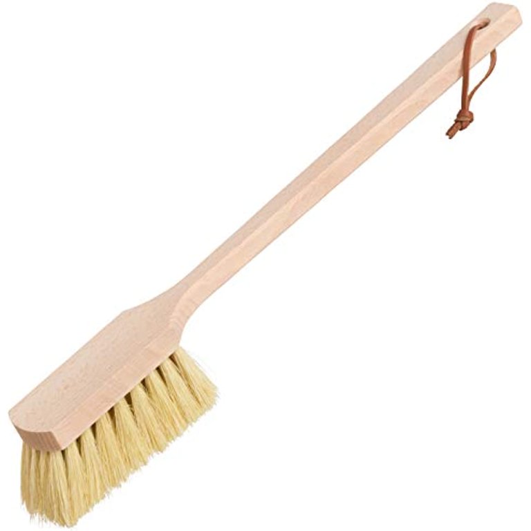 Wood Handle & Natural Tampico Small Round Scrub Brush