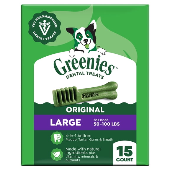 Greenies Original Large Natural Dental Care Dog Treats, 24 oz Pack (15 Treats)