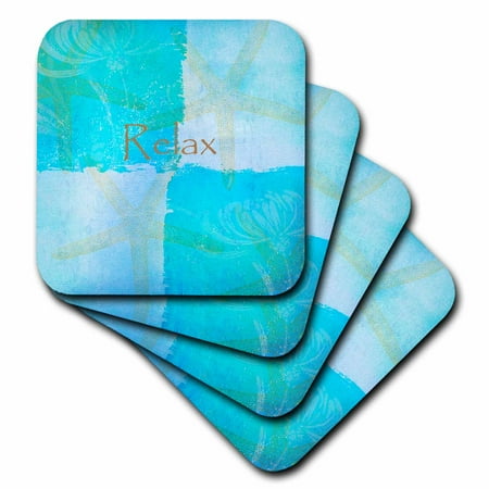 

Relax Starfish Aqua and Blue Beach Theme with Ocean Colors set of 8 Coasters - Soft cst-79350-2