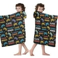thumbnail image 4 of Multicolor Controllers Games Text Black Pattern Hooded Bath Towel，50"x30" for Ages 3 To 12 Kids, Quick Dry Lightweight Soft Microfiber Hood Beach Towel Cover Up for Kids, 4 of 7