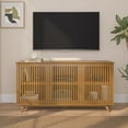 thumbnail image 2 of Plank+Beam Mid Century Modern Solid Wood Sideboard with 3 Doors Covering 6 Shelves, 59" TV Stand for Living Room, Pecan, 2 of 13