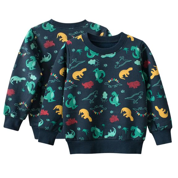 Godderr Kids Boys Dinosaur Sweatshirt for Toddler Boys Sweatshirt Crewneck Shirts Long Pullover Sweater for 1-10Y