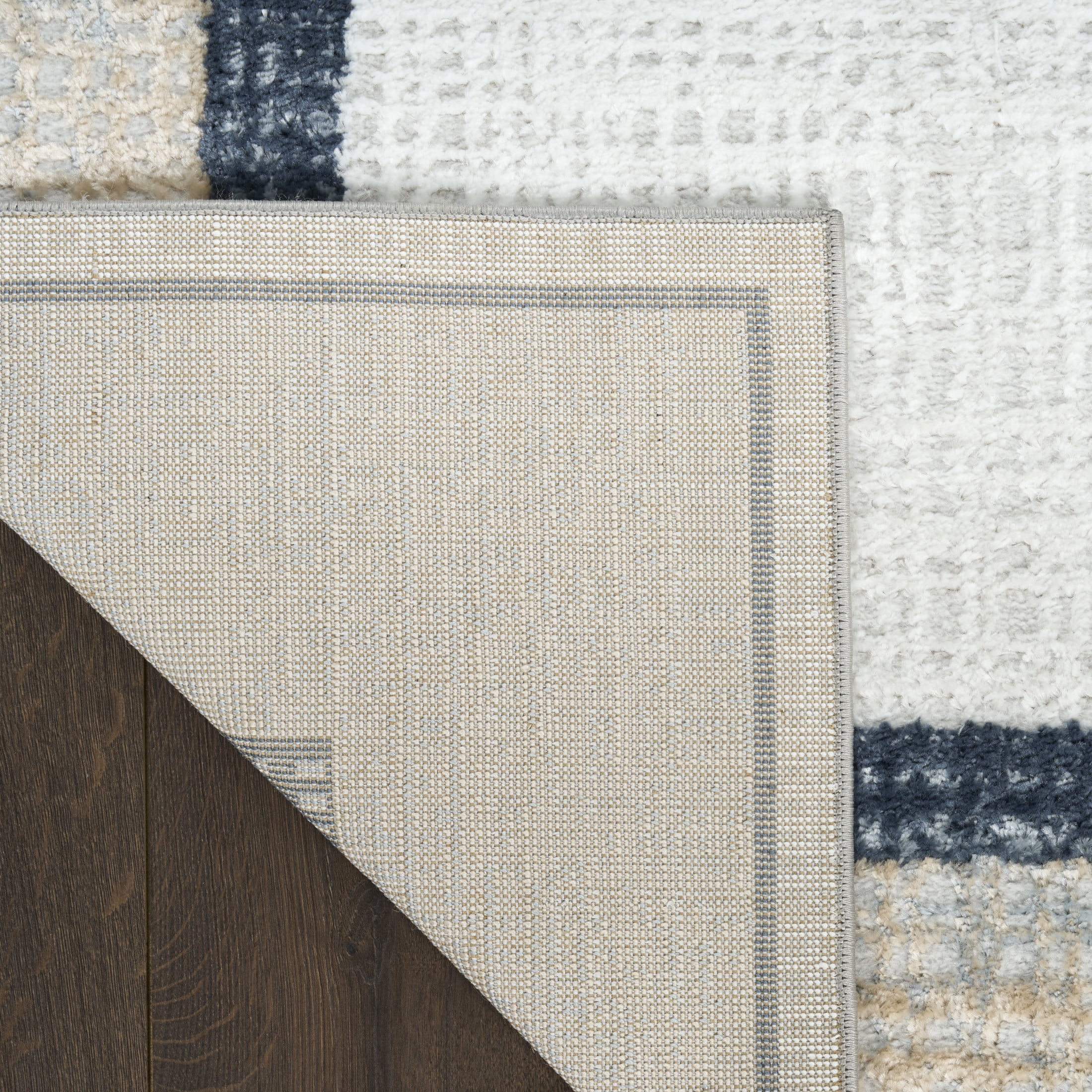 Nourison Dekor 5'3" x 7' Grey Navy Modern Indoor Rug