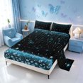 thumbnail image 2 of Homewish Princess Blings Queen Sheets for Girls, Black Cyan Queen Sheet Sets, 4pcs (1 Flat Sheet, 1 Fitted Sheet and 2 Pillowcases), 2 of 6