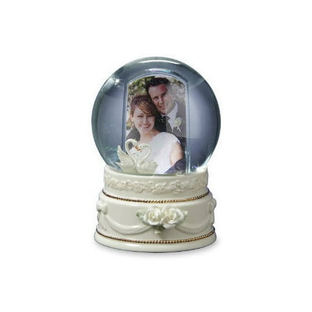 Double Swan Photo Frame Water Globe Multi-Colored