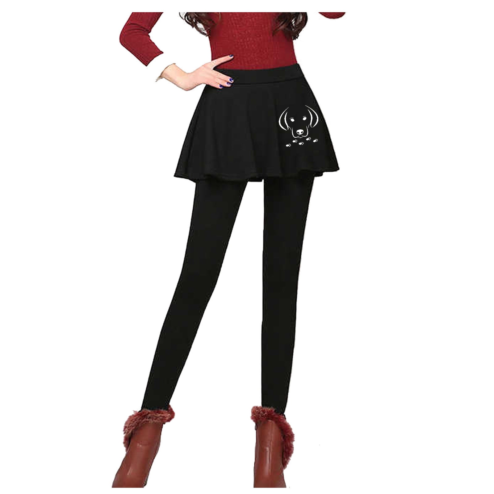 EQWLJWE Women Leggings with Skirt Attached Golf Skirt with Leggings