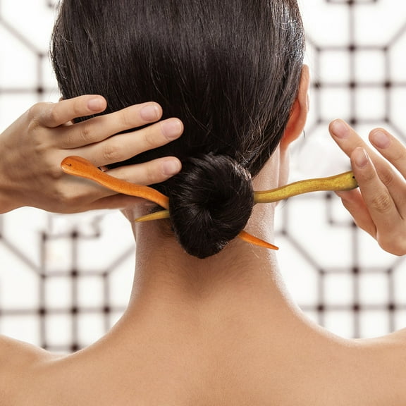 CRAFTHROU 4Pcs Wooden Hair Sticks for Women Hair Decoration 6.7X0.63X0.28in