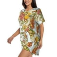 thumbnail image 2 of Haiem Ducks and Flowers Pattern Pajama Set for Women 2 Piece Lounge Set Short Sleeve Tops and Shorts Soft Sleepwear-XX-Large, 2 of 7