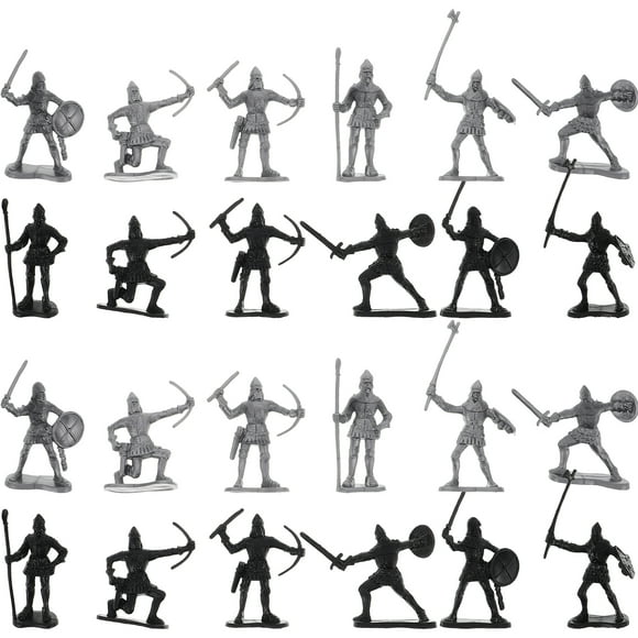 Shisuyan 60pcs Warriors Medieval Soldiers Figures Toy Archaic Soldiers Middle Ages Knights Army Men Playset Soldiers Action Figures For Toddlers Boys Girls Kids Children