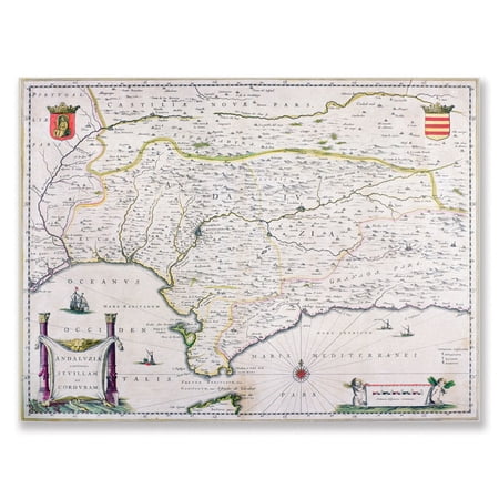 Trademark Art 'Map of Andalusia, Spain' Canvas Art