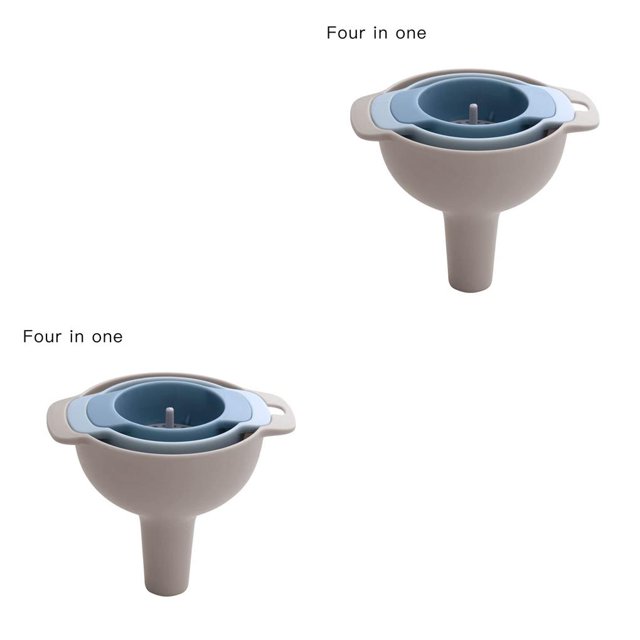 Bewildely Juego de embudos de plástico 4 en 1 de Filtro de colador extraíble Accesorios de cocina para el hogar Azul 2piezas