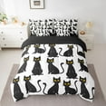 thumbnail image 2 of Homewish Funny Black Cat Bedding Comforter Set 7 Pieces for Teens, Cartoon Kitten Lover Full Bedding Set, Kawaii Cute Animal Reversible Fitted Sheet Flat Sheet, Breathable Home Decor, 2 of 7