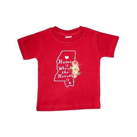 

Inktastic Mississippi Home is Where the Heart is with Watercolor Gift Baby Boy or Baby Girl T-Shirt