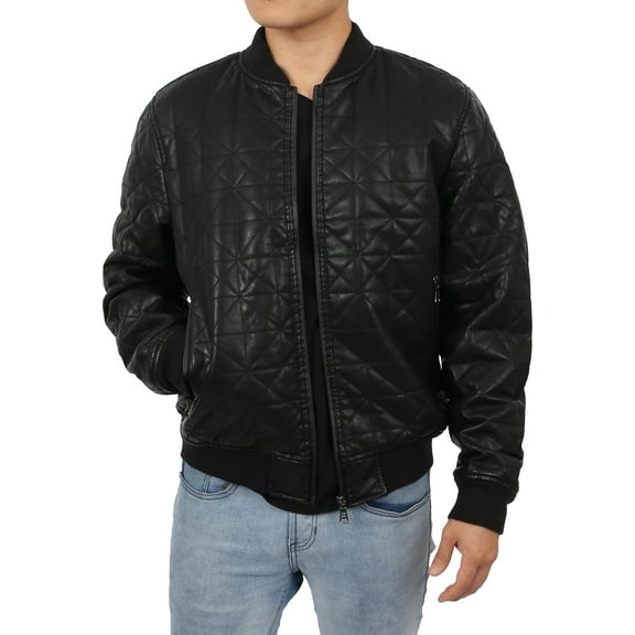 Ma Croix Mens Faux Leather Jacket PU Biker Rider Coat Outerwear