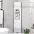 thumbnail image 3 of AENKYO 66.9" Corner Bathroom Cabinet with Adjustable Shelves, Tall Space-Saving Organizer for Bathrooms, White, 3 of 10