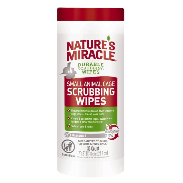 Toallitas limpiadoras Nature's Miracle para pequeños animales, 30 unidades