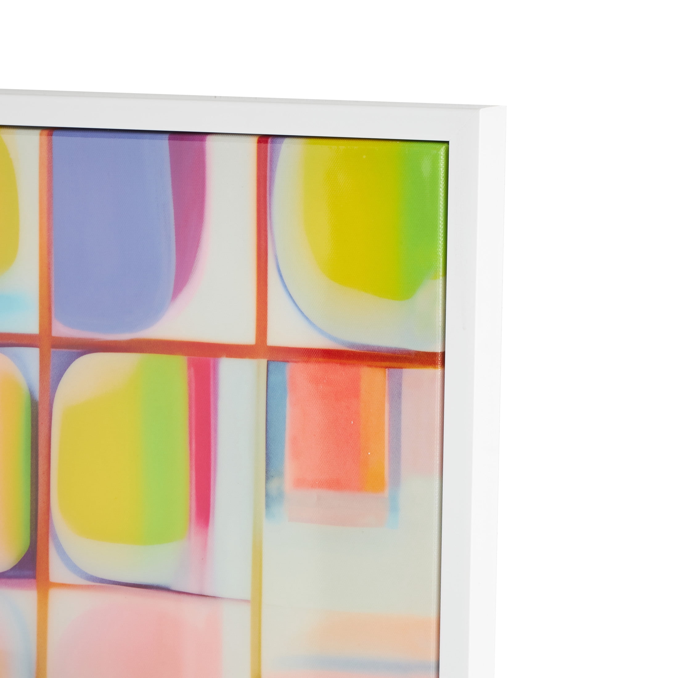 33" x 49" Ombre Square Pop Art Geometric Framed Wall Art with White Frame, by DecMode