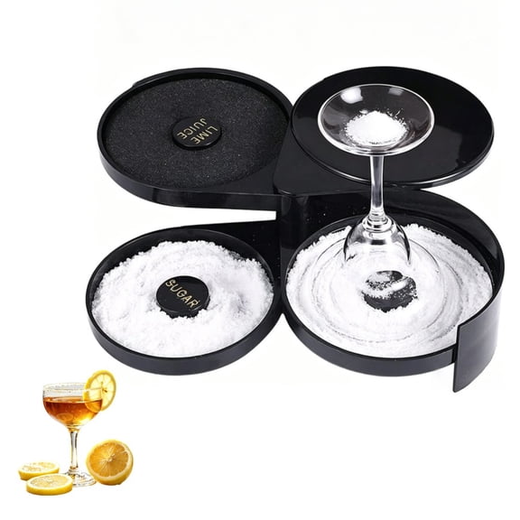 RYLZX 1 Pack 3 Tier Bar Glass Rimmer and 3 Sponges for Margarita and Cocktail, Bartender Tool,Salt Box Spice Container