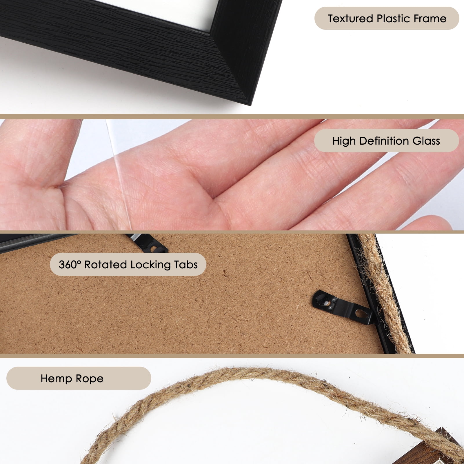 5x7 Picture Frames Collage Set of 2, Black 8 Opening Horizontal Frame for Wall Decor, Gifts for Mom Grandma Women