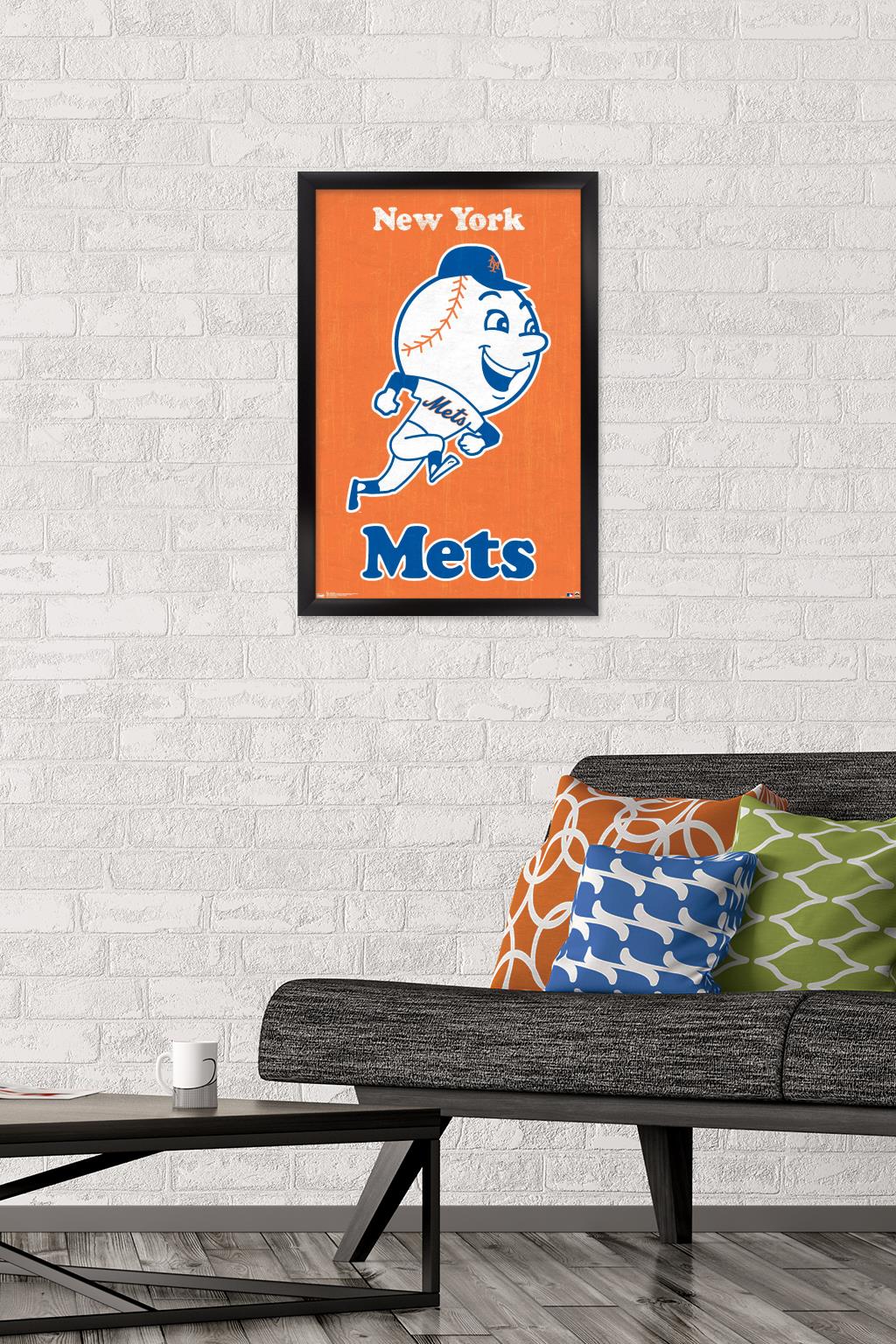 MLB New York Mets - Retro Logo 11 Wall Poster, 14.725" x 22.375", Framed