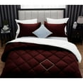 thumbnail image 6 of DNG Creations 5 Piece Reversible Diamond Pattern Comforter All Season 550 GSM - California King - Size ( Wine/White Colour ) 800 Threads Count, 100% Egyptian Cotton, 6 of 7