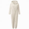 thumbnail image 4 of Godom Girls Fleece Zip Up Jumpsuits Kids Hooded Rompers Costume Fuzzy Cute Animal Onesie Winter Warm Zipper Playsuit Jumper,White, 4 of 4