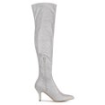 thumbnail image 3 of BLISSFUL STEP Women's Boots Glitter Point Toe Stiletto Heels Over The Knee High Boots Silver 5.5, 3 of 8