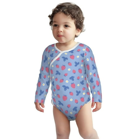 

Fotbe Strawberry And Flowers Pattern Unisex-baby Long-sleeve Bodysuit Long Sleeve Bodysuits One-piece 100% Organic Cotton for Infant Baby Boys Unisex-12 Months