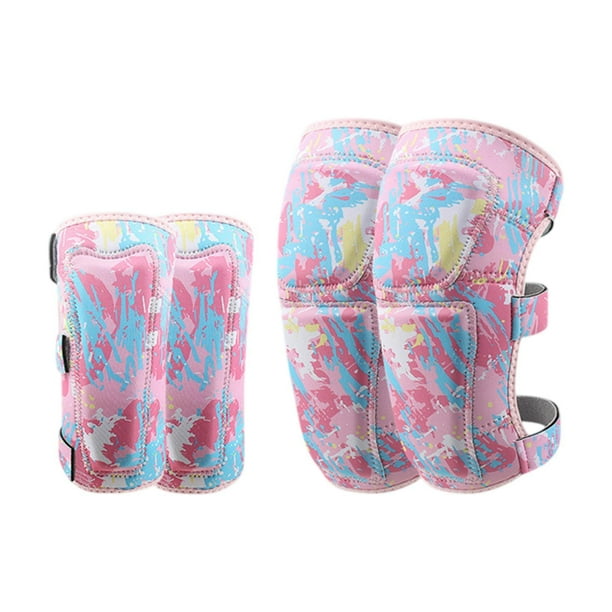 Coderas y rodilleras para niños, equipo de protección, ciclismo, moda, amortiguación, profesional. Rosa