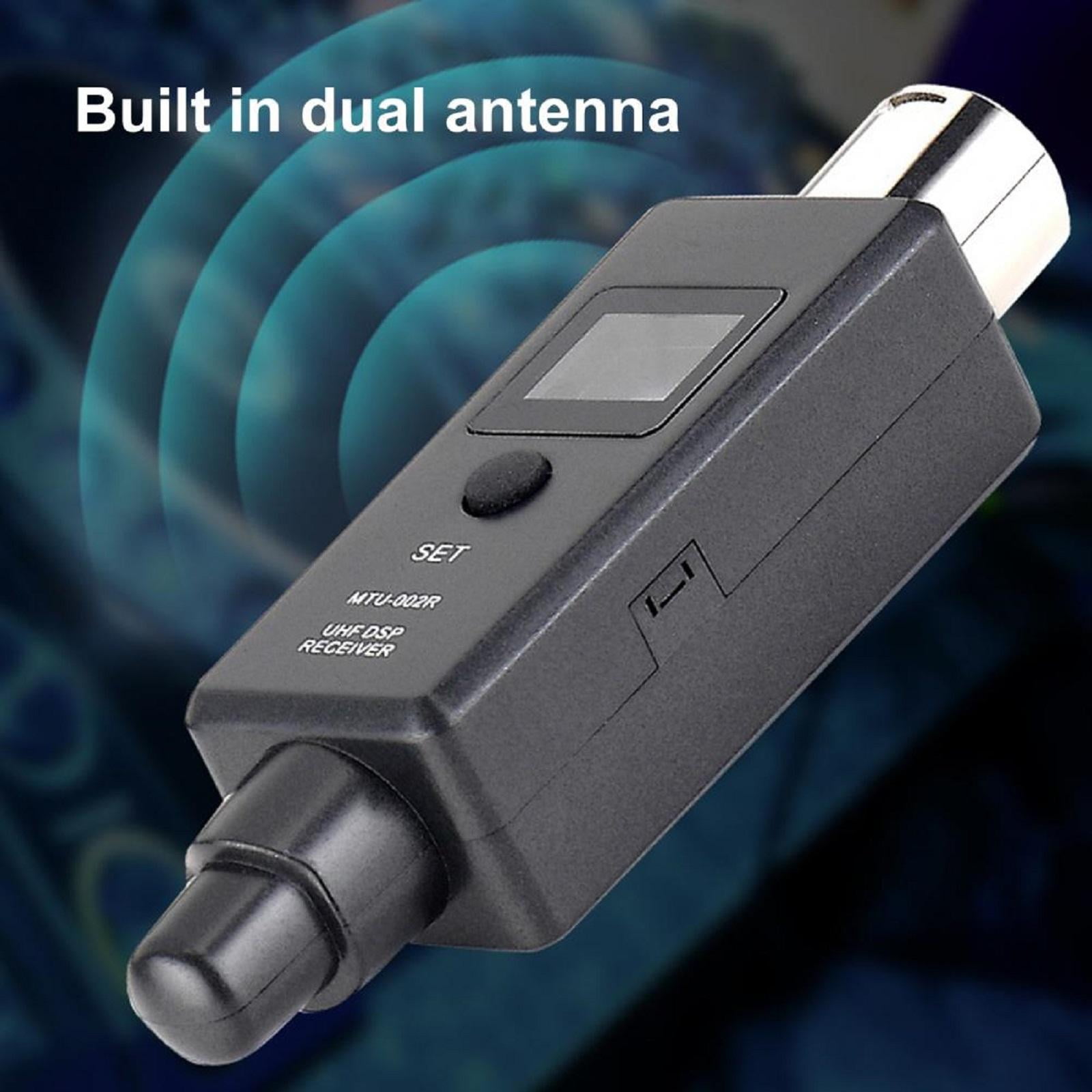 NATEFEMIN Wireless Microphone System with XLR Adapter for Mixers, USB Charging, Long Range, 15 Channels