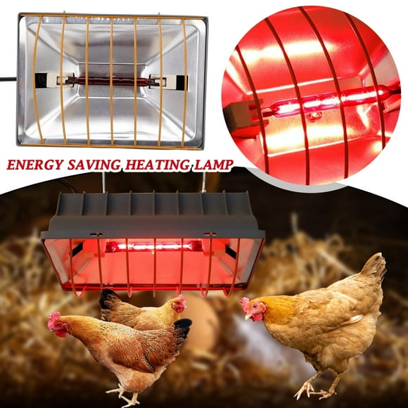 Chicken Coop Heater For Chicks Ducks, Heat Lamp For Chickens, Heating Lamp For Outdoor Winter, Brooder Heater With Anti-Fall Aluminum Alloy Lamp Shade Suitable