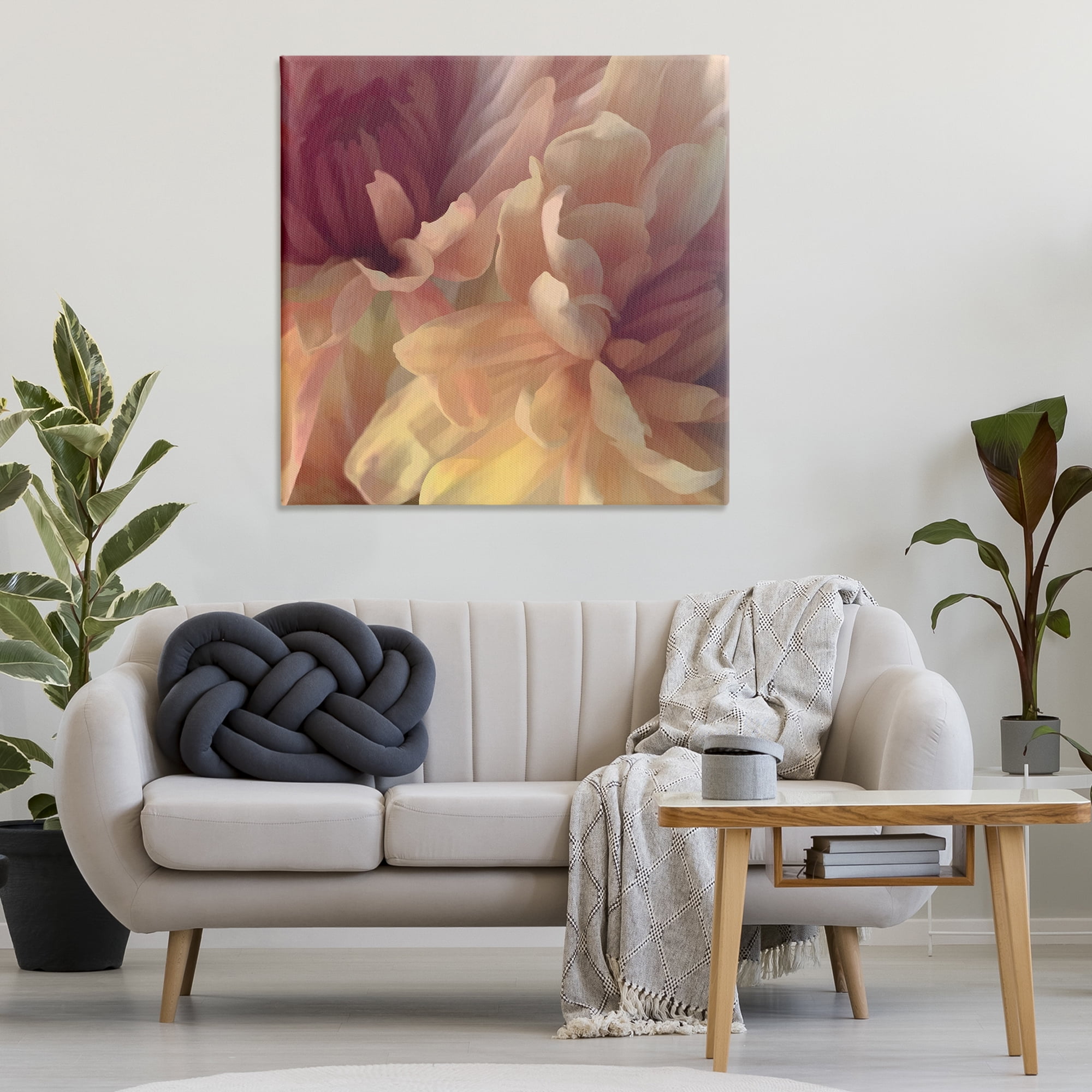Stupell Industries Curling Dahlia Petals Botanical & Floral Painting Gallery Wrapped Canvas Art Print Wall Art, 36 x 36