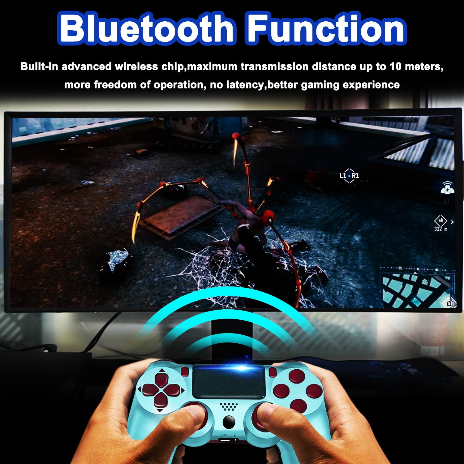 INFISU 2 Packs Wireless Controller for P4,Bluetooth P4 Controller Remote,Rechargeable Gamepad Compatible with P4/Slim/Pro,with Double Shock/Audio/Six-Axis Motion Sensor