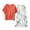 Orange, variant on WRKEKC Lounge Sets for Women Cotton Print Casual Loose Fit Short Sleeve V-Neck Wide Leg Pants Pajama Set for Sleepwear