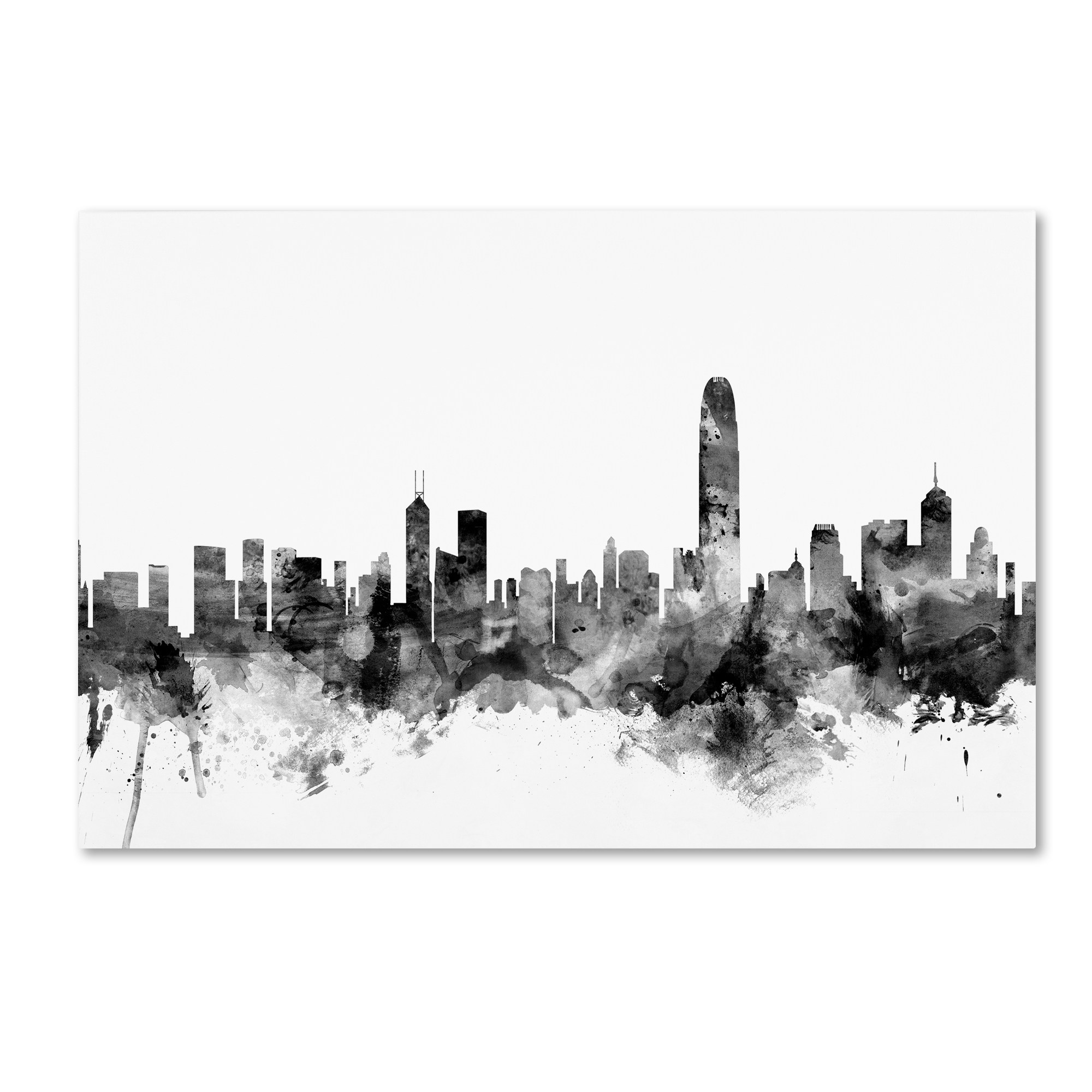 Trademark Fine Art "Hong Kong Skyline B&W" Canvas Art by Michael Tompsett