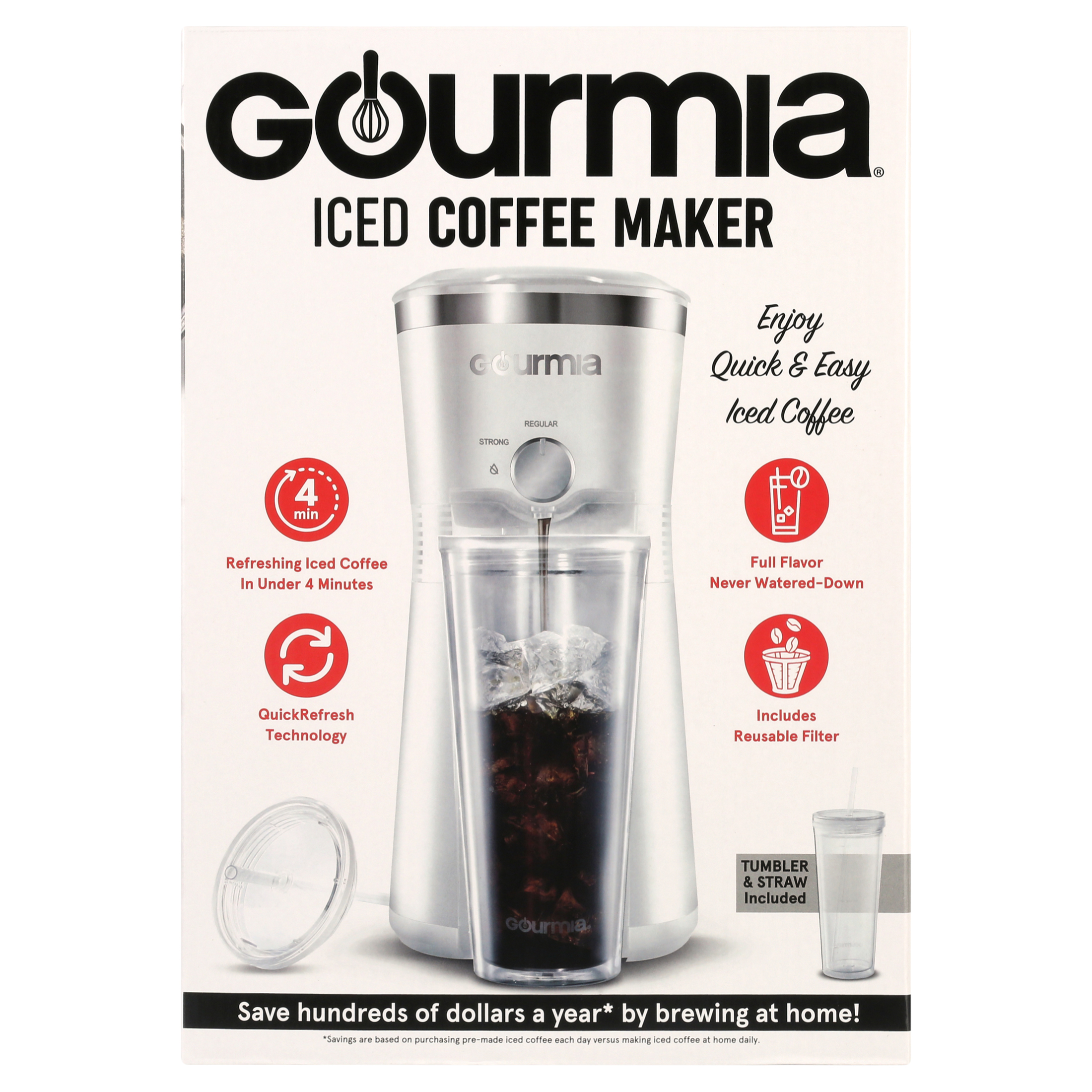 Gourmia Iced Coffee Maker with 25 fl oz. Reusable Tumbler, White - image 11 of 11