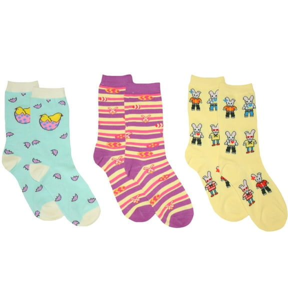 Women's 3pk Easter Crew Socks (Chicks/Bunnies)