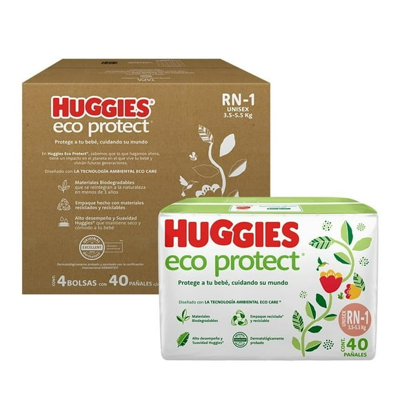 Pañal Huggies Eco Protect etapa 1 recién nacido unisex 160 piezas